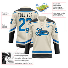 Laden Sie das Bild in den Galerie-Viewer, Custom Cream Blue-Black Hockey Lace Neck Jersey
