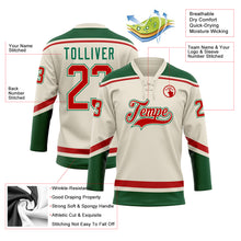 Laden Sie das Bild in den Galerie-Viewer, Custom Cream Red-Kelly Green Hockey Lace Neck Jersey

