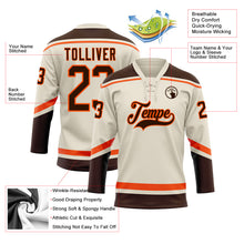 Laden Sie das Bild in den Galerie-Viewer, Custom Cream Brown-Orange Hockey Lace Neck Jersey

