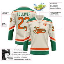 Load image into Gallery viewer, Custom Cream Orange-Kelly Green Hockey Lace Neck Jersey
