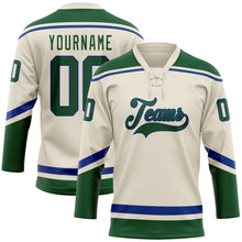 Load image into Gallery viewer, Custom Cream Green-Royal Hockey Lace Neck Jersey
