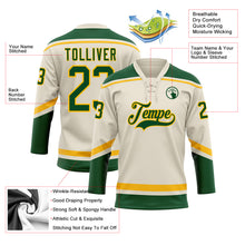 Laden Sie das Bild in den Galerie-Viewer, Custom Cream Green-Gold Hockey Lace Neck Jersey
