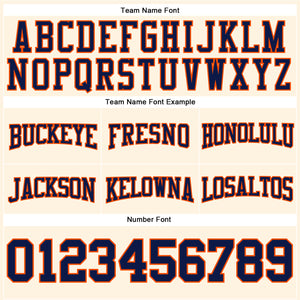 Custom Stitched Cream Navy-Orange Football Pullover Sweatshirt Hoodie