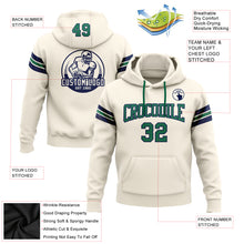 Laden Sie das Bild in den Galerie-Viewer, Custom Stitched Cream Kelly Green-Navy Football Pullover Sweatshirt Hoodie
