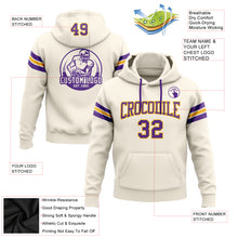 Laden Sie das Bild in den Galerie-Viewer, Custom Stitched Cream Purple-Gold Football Pullover Sweatshirt Hoodie
