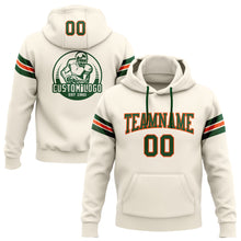 Load image into Gallery viewer, Custom Stitched Cream Green-Orange Football Pullover Sweatshirt Hoodie
