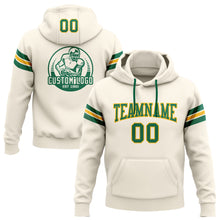 Load image into Gallery viewer, Custom Stitched Cream Kelly Green-Gold Football Pullover Sweatshirt Hoodie
