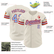 Charger l&#39;image dans la galerie, Custom Cream Light Blue-Red Authentic Baseball Jersey
