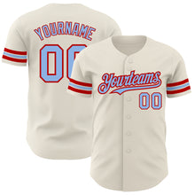 Charger l&#39;image dans la galerie, Custom Cream Light Blue-Red Authentic Baseball Jersey
