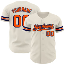 Laden Sie das Bild in den Galerie-Viewer, Custom Cream Orange-Navy Authentic Baseball Jersey
