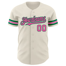 Load image into Gallery viewer, Custom Cream Pink-Kelly Green Authentic Baseball Jersey
