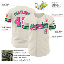 Load image into Gallery viewer, Custom Cream Pink-Kelly Green Authentic Baseball Jersey
