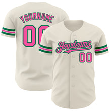 Load image into Gallery viewer, Custom Cream Pink-Kelly Green Authentic Baseball Jersey
