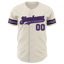 Load image into Gallery viewer, Custom Cream Purple-Black Authentic Baseball Jersey
