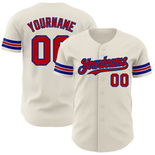 Load image into Gallery viewer, Custom Cream Red-Royal Authentic Baseball Jersey

