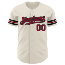 Load image into Gallery viewer, Custom Cream Crimson-Black Authentic Baseball Jersey
