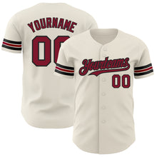 Load image into Gallery viewer, Custom Cream Crimson-Black Authentic Baseball Jersey
