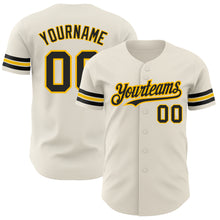 Load image into Gallery viewer, Custom Cream Black-Gold Authentic Baseball Jersey
