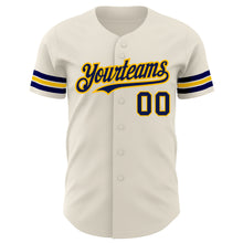 Laden Sie das Bild in den Galerie-Viewer, Custom Cream Navy-Gold Authentic Baseball Jersey
