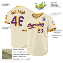 Laden Sie das Bild in den Galerie-Viewer, Custom Cream Purple-Gold Authentic Throwback Baseball Jersey
