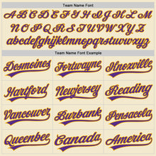 Load image into Gallery viewer, Custom Cream Purple-Gold Authentic Throwback Baseball Jersey
