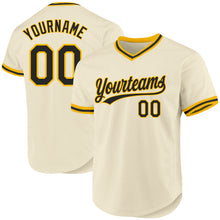 Load image into Gallery viewer, Custom Cream Black-Gold Authentic Throwback Baseball Jersey

