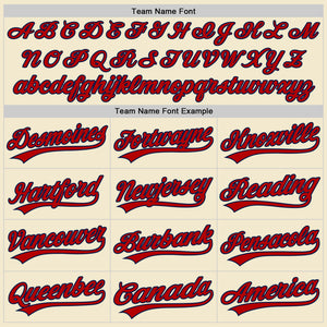 Custom Cream Red-Navy Authentic Throwback Baseball Jersey