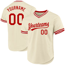 Load image into Gallery viewer, Custom Cream Red-White Authentic Throwback Baseball Jersey
