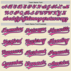 Custom Cream Pink Black-Light Blue Authentic Throwback Baseball Jersey