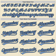 Load image into Gallery viewer, Custom Cream Light Blue-Black Authentic Throwback Baseball Jersey
