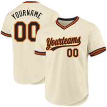Laden Sie das Bild in den Galerie-Viewer, Custom Cream Black Orange-Old Gold Authentic Throwback Baseball Jersey
