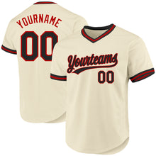 Laden Sie das Bild in den Galerie-Viewer, Custom Cream Black-Red Authentic Throwback Baseball Jersey
