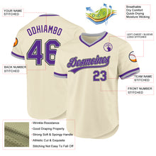 Load image into Gallery viewer, Custom Cream Purple Gray-Black Authentic Throwback Baseball Jersey

