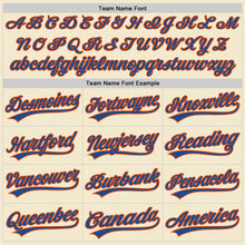 Laden Sie das Bild in den Galerie-Viewer, Custom Cream Blue-Orange Authentic Throwback Baseball Jersey
