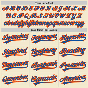 Custom Cream Blue-Orange Authentic Throwback Baseball Jersey