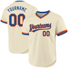 Laden Sie das Bild in den Galerie-Viewer, Custom Cream Blue-Orange Authentic Throwback Baseball Jersey
