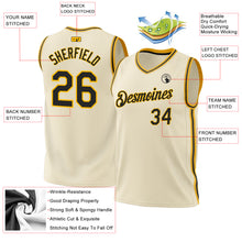 Load image into Gallery viewer, Custom Cream Black-Gold Authentic Throwback Basketball Jersey
