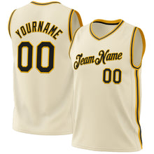 Load image into Gallery viewer, Custom Cream Black-Gold Authentic Throwback Basketball Jersey
