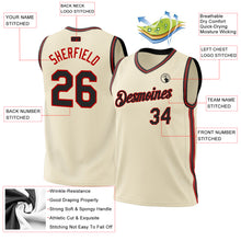 Load image into Gallery viewer, Custom Cream Black-Red Authentic Throwback Basketball Jersey
