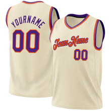 Laden Sie das Bild in den Galerie-Viewer, Custom Cream Purple-Orange Authentic Throwback Basketball Jersey
