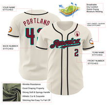 Load image into Gallery viewer, Custom Cream Crimson Black-Aqua Authentic Baseball Jersey
