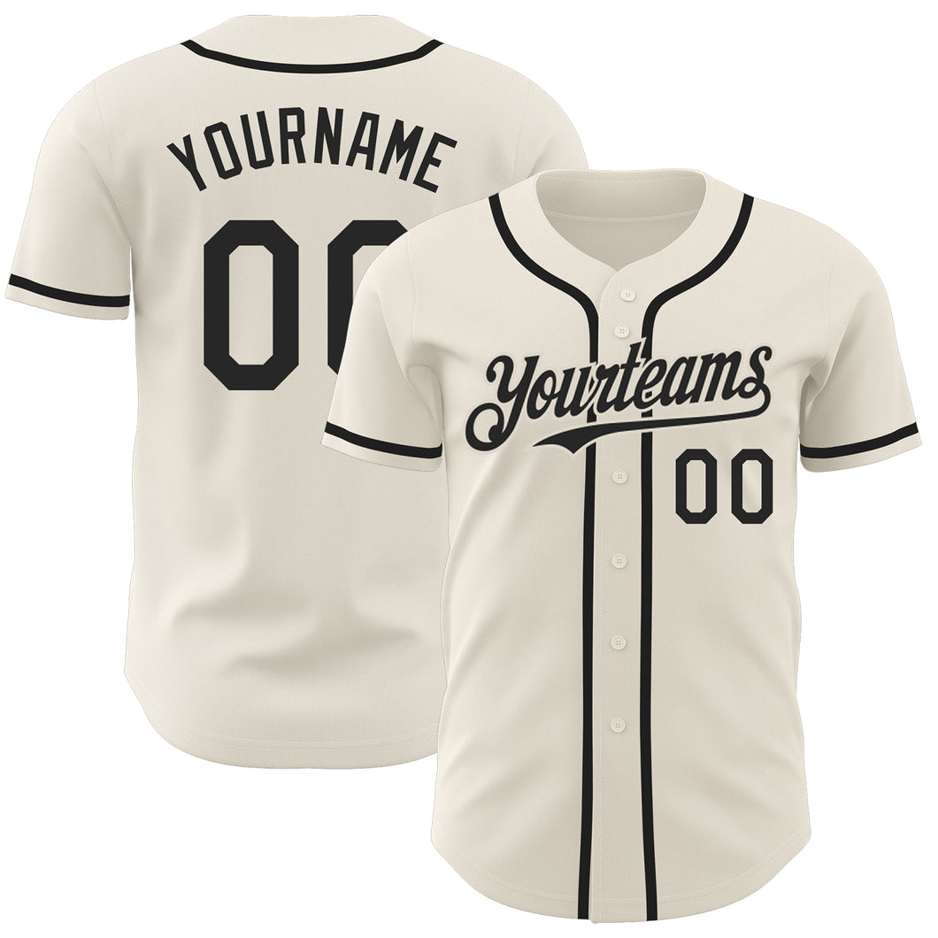 Custom Cream Black Authentic Baseball Jersey