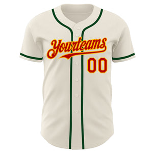 Custom Cream Red Gold-Green Authentic Baseball Jersey