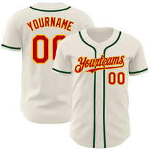 Laden Sie das Bild in den Galerie-Viewer, Custom Cream Red Gold-Green Authentic Baseball Jersey
