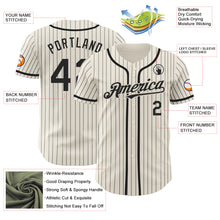 Laden Sie das Bild in den Galerie-Viewer, Custom Cream Black Pinstripe Black Authentic Baseball Jersey
