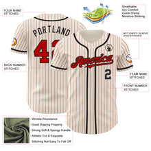 Laden Sie das Bild in den Galerie-Viewer, Custom Cream Red Pinstripe Black Authentic Baseball Jersey
