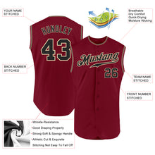 Load image into Gallery viewer, Custom Crimson Black-Cream Authentic Sleeveless Baseball Jersey
