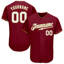 Laden Sie das Bild in den Galerie-Viewer, Custom Crimson White-Old Gold Authentic Baseball Jersey
