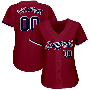 Custom Crimson Navy-White Authentic Baseball Jersey