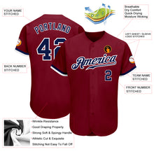 Load image into Gallery viewer, Custom Crimson Navy-White Authentic Baseball Jersey
